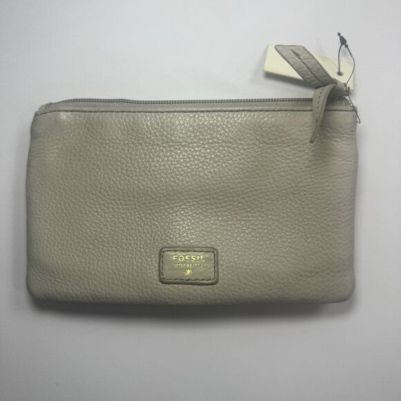 FOSSIL Karli SWL1252055 Genuine Leather Mineral Gray Top Zip‎ Flap Clutch Wallet - Picture 1 of 10